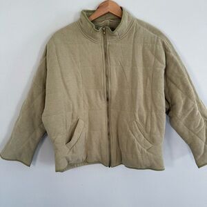 Light Olive Green Quilted Jacket, Size L